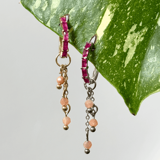 The Guide Crystals Peach Moonstone Lily of the Valley Crystal Earring Charm