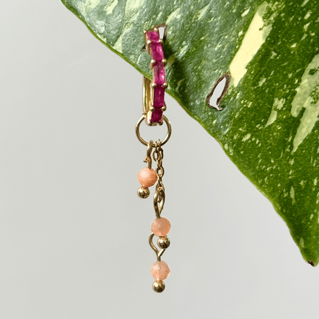 The Guide Crystals Gold | 1 PC Single Peach Moonstone Lily of the Valley Crystal Earring Charm