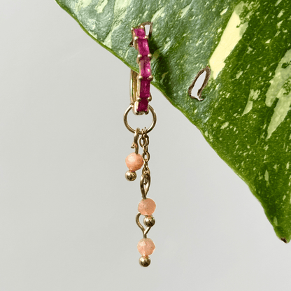 The Guide Crystals Gold | 1 PC Single Peach Moonstone Lily of the Valley Crystal Earring Charm