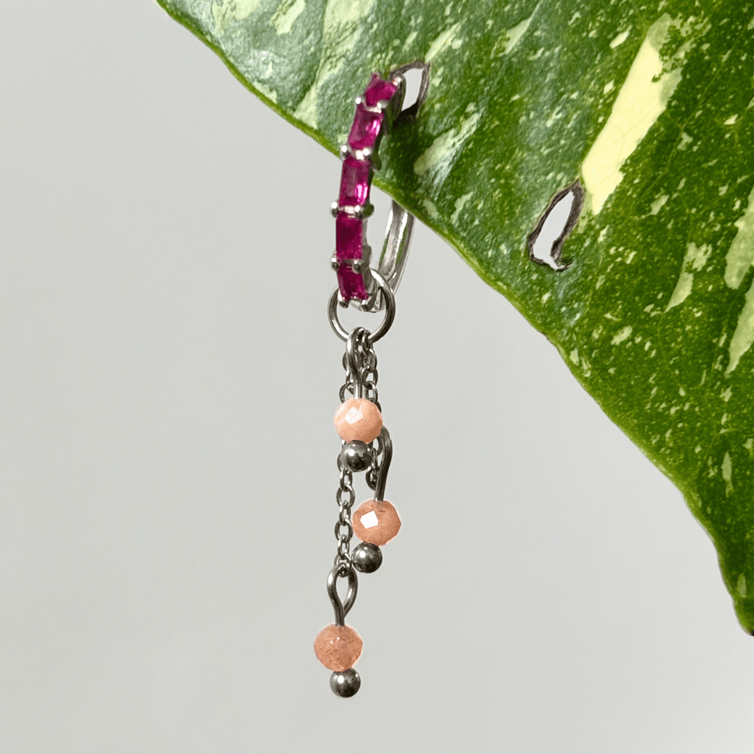 The Guide Crystals Silver | 1 PC Single Peach Moonstone Lily of the Valley Crystal Earring Charm