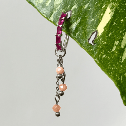 The Guide Crystals Silver | 1 PC Single Peach Moonstone Lily of the Valley Crystal Earring Charm