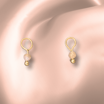 The Guide Crystals Peach Moonstone Single Dew Drop Crystal Earring Charms