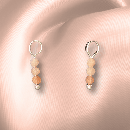 The Guide Crystals Peach Moonstone Triple Dew Drop Crystal Earring Charms