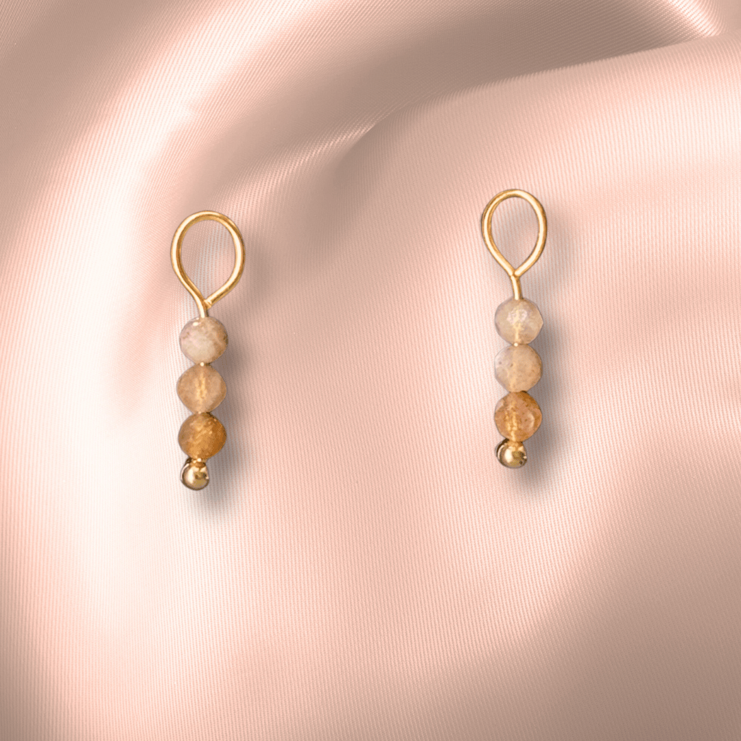 The Guide Crystals Peach Moonstone Triple Dew Drop Crystal Earring Charms