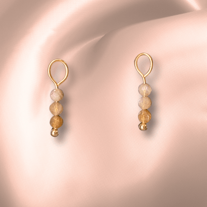 The Guide Crystals Peach Moonstone Triple Dew Drop Crystal Earring Charms