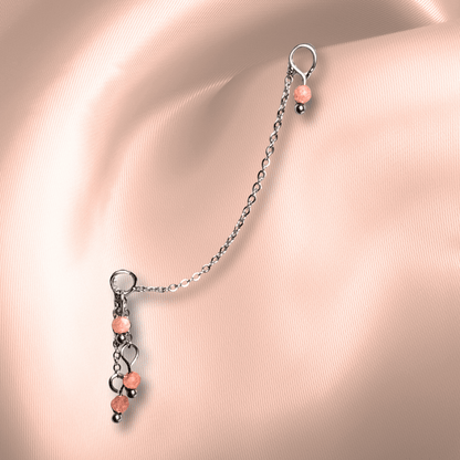 The Guide Crystals Peach Moonstone Waterfall Earring Chain