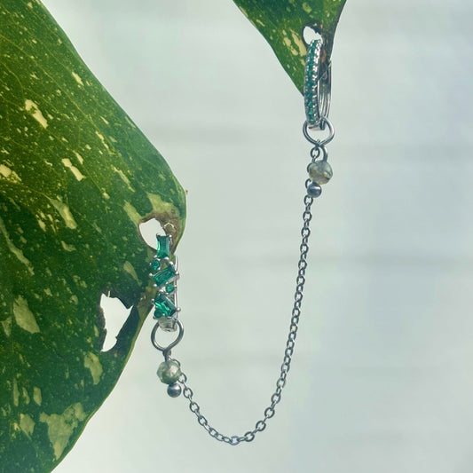 The Guide Crystals Silver | 1 PC Single Prehnite Aphrodite Chain Crystal Earring Charm