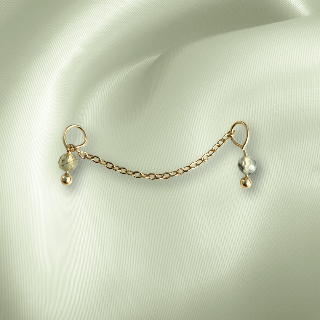 The Guide Crystals Prehnite Aurora Chain Crystal Earring Charm