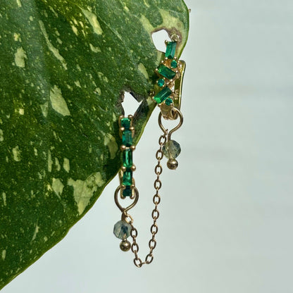 The Guide Crystals Gold | 1 PC Single Prehnite Aurora Chain Crystal Earring Charm