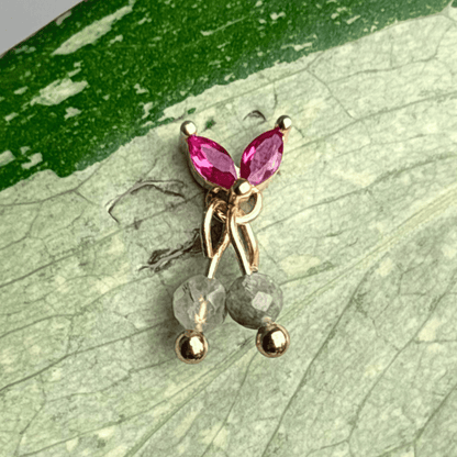 The Guide Crystals Gold | 1 PC Single Prehnite Cherry Charm for Stud Earrings