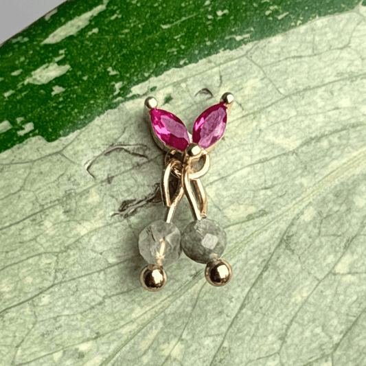 The Guide Crystals Gold | 1 PC Single Prehnite Cherry Charm for Stud Earrings