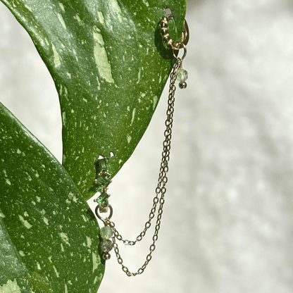 The Guide Crystals Gold | 1 PC Single Prehnite Cordellia Chain Crystal Earring Charm