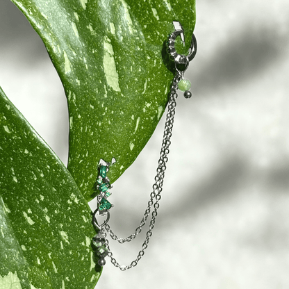 The Guide Crystals Silver | 1 PC Single Prehnite Cordellia Chain Crystal Earring Charm