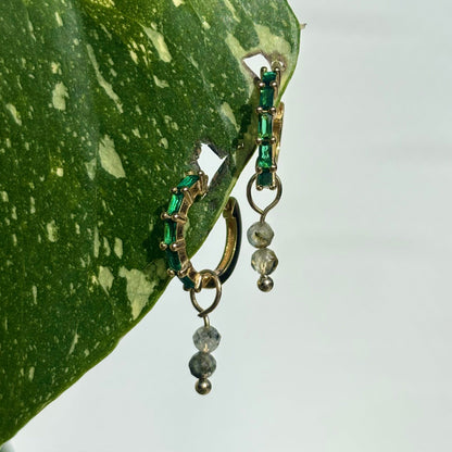 The Guide Crystals Gold Prehnite Double Dew Drop Crystal Earring Charms