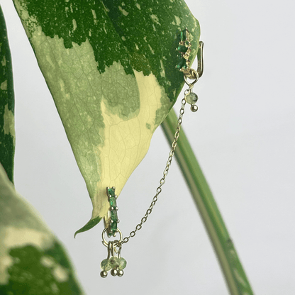 The Guide Crystals Gold | 1 PC Single Prehnite Grape Chain Earring Charm