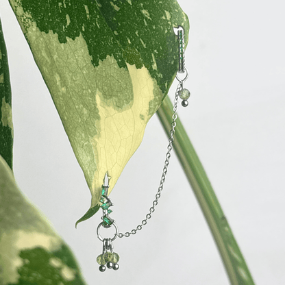 The Guide Crystals Silver | 1 PC Single Prehnite Grape Chain Earring Charm