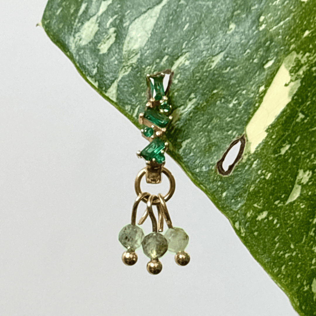 The Guide Crystals Gold | 1 PC Single Prehnite Grape Crystal Earring Charm