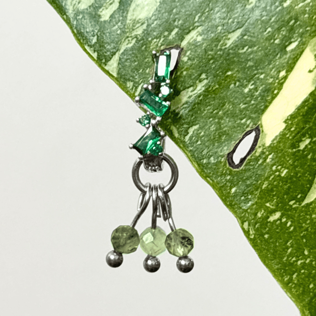 The Guide Crystals Silver | 1 PC Single Prehnite Grape Crystal Earring Charm