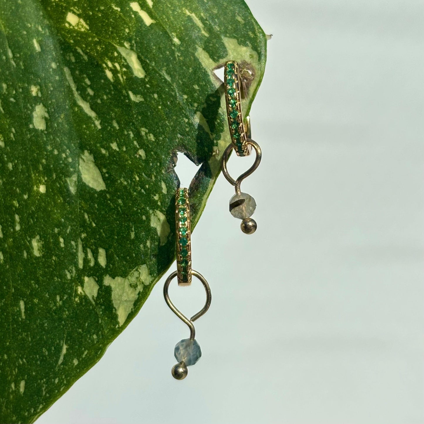 The Guide Crystals Gold Prehnite Single Dew Drop Crystal Earring Charms