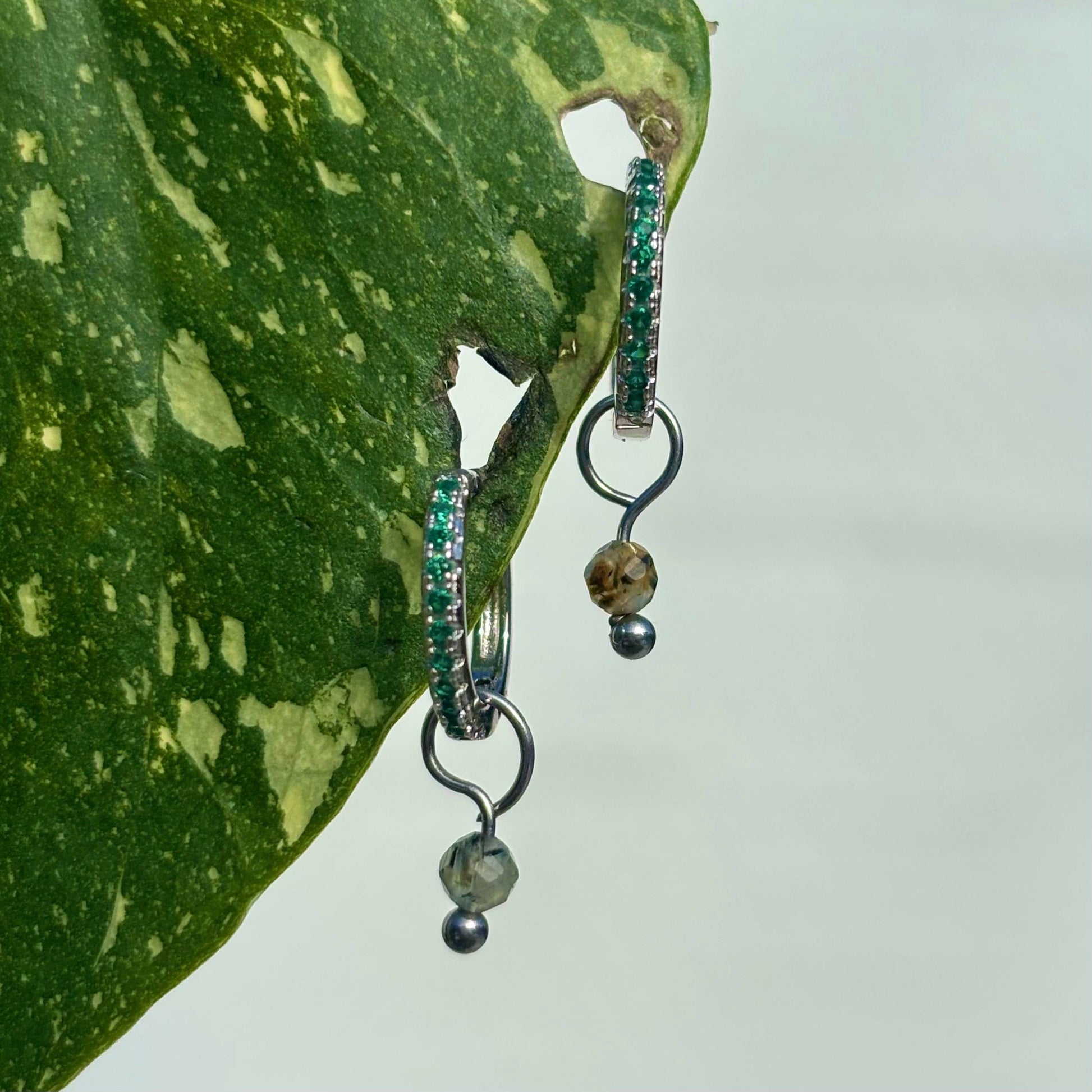 The Guide Crystals Silver Prehnite Single Dew Drop Crystal Earring Charms