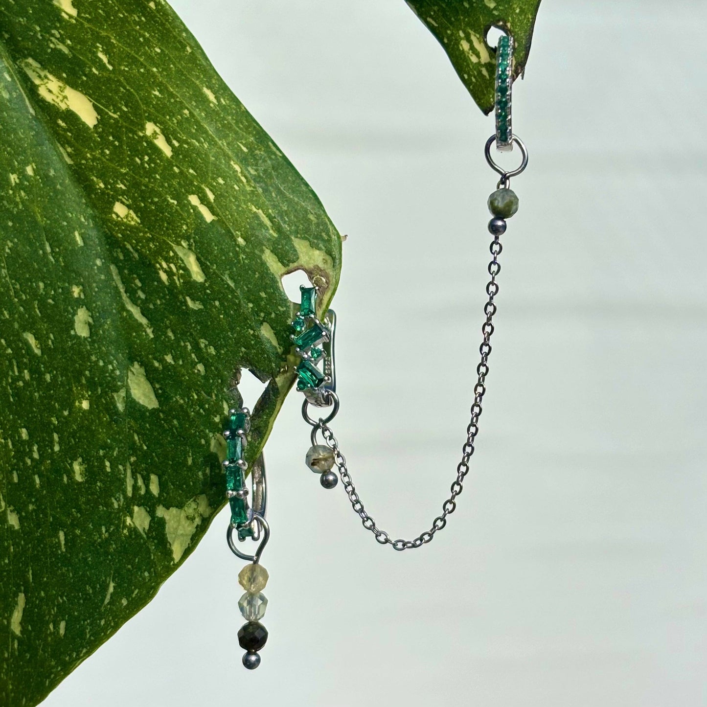 The Guide Crystals Prehnite Triple Dew Drop Crystal Earring Charms