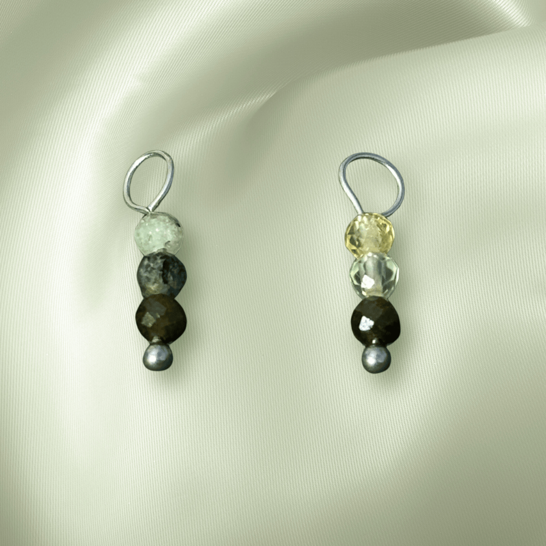 The Guide Crystals Prehnite Triple Dew Drop Crystal Earring Charms