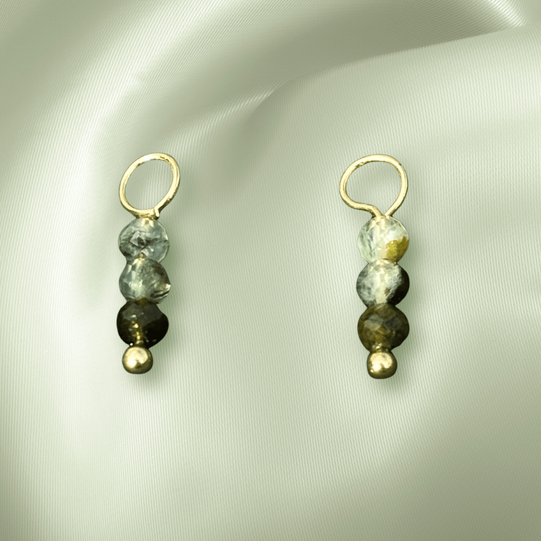 The Guide Crystals Prehnite Triple Dew Drop Crystal Earring Charms