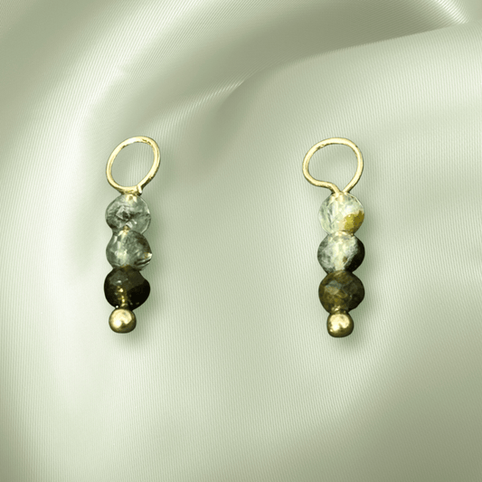 The Guide Crystals Prehnite Triple Dew Drop Crystal Earring Charms