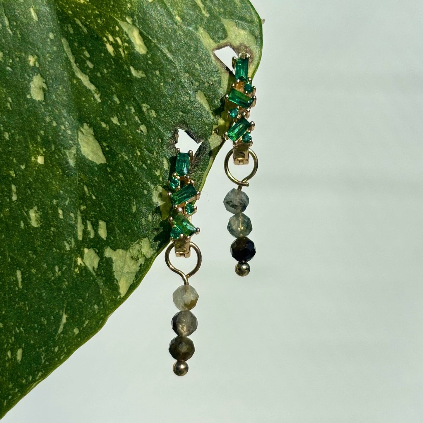 The Guide Crystals Gold Prehnite Triple Dew Drop Crystal Earring Charms