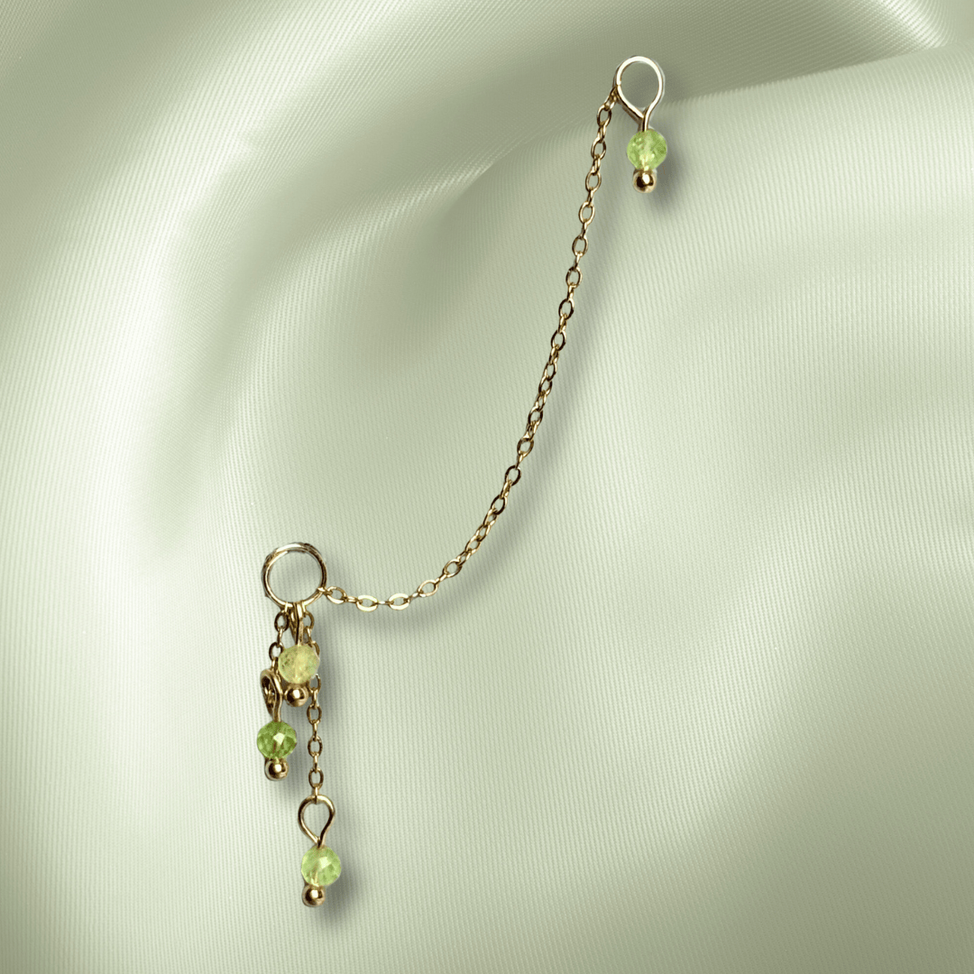 The Guide Crystals Prehnite Waterfall Earring Chain