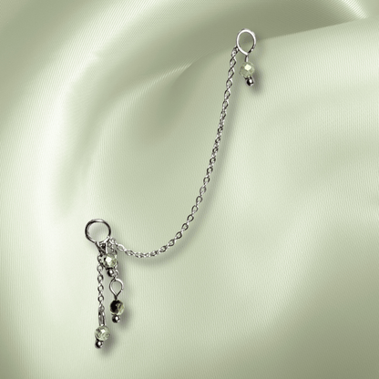 The Guide Crystals Silver | 1 PC Single Prehnite Waterfall Earring Chain