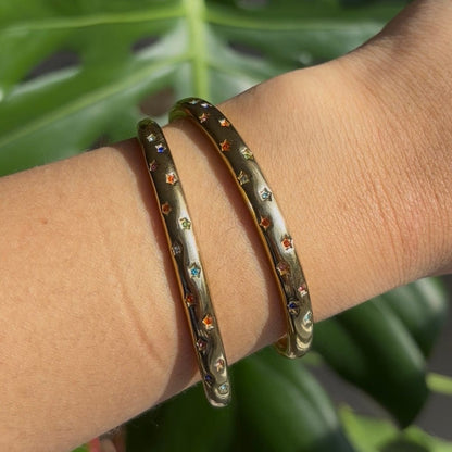 The Guide Crystals Rainbow Star Gold Cuff Bracelet