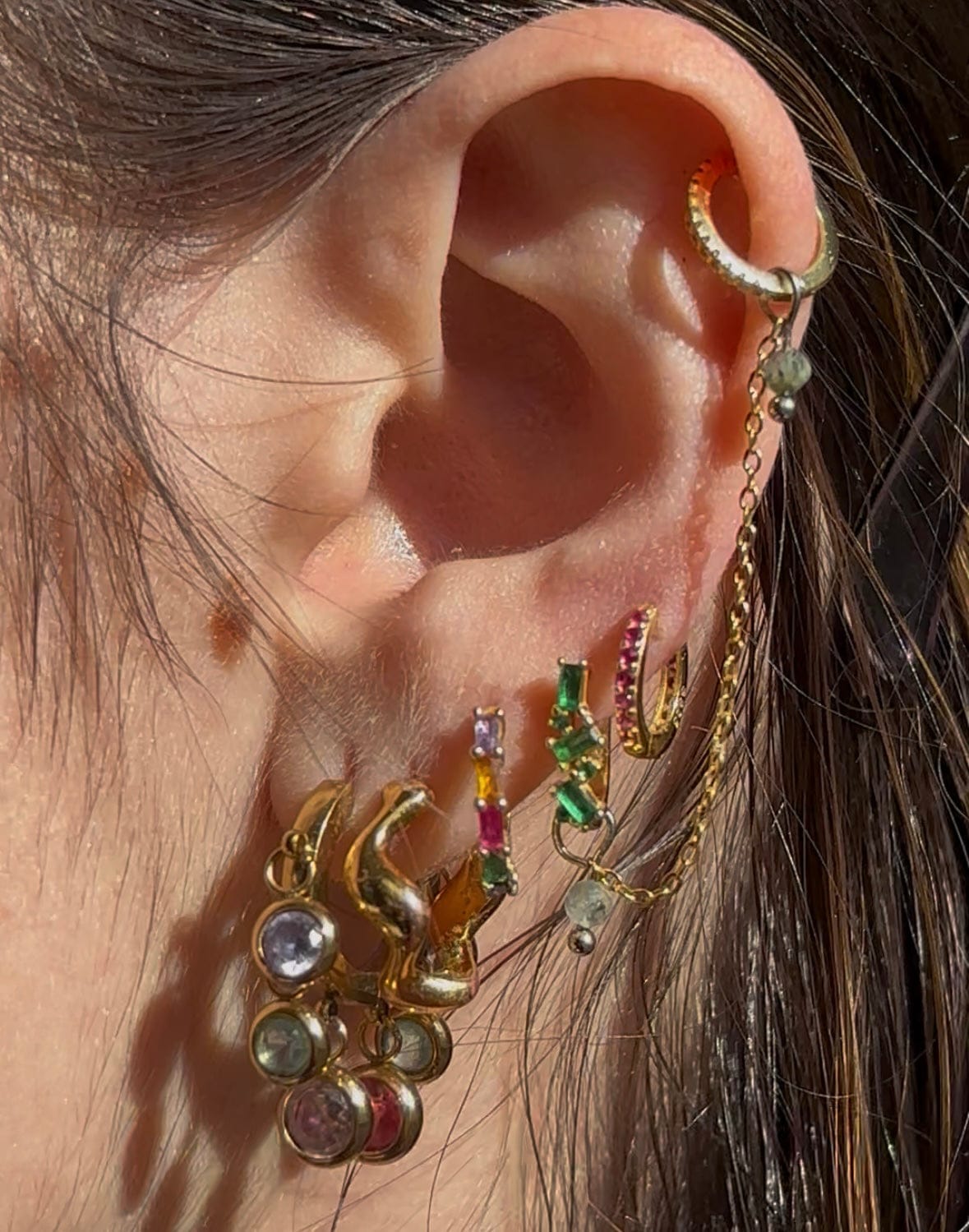 The Guide Crystals Rainbow Zirconia Gold Hoop Earrings | Stainless Steel