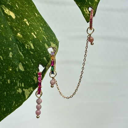 The Guide Crystals Rhodochrosite Aphrodite Chain Crystal Earring Charm