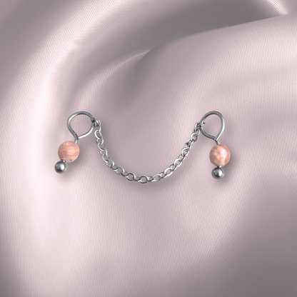 The Guide Crystals Rhodochrosite Aurora Chain Crystal Earring Charm