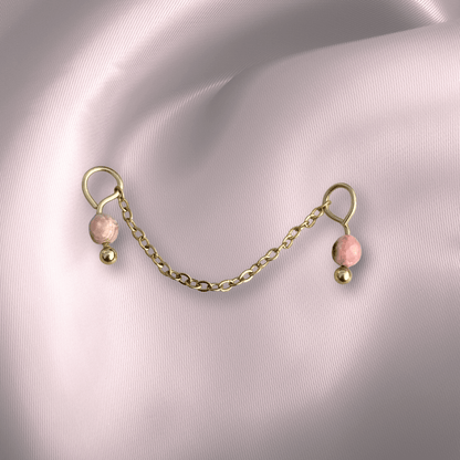 The Guide Crystals Rhodochrosite Aurora Chain Crystal Earring Charm