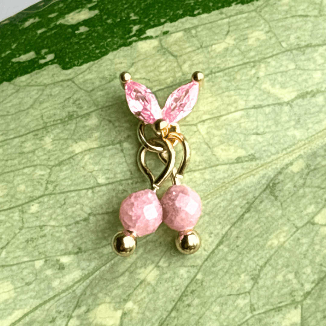 The Guide Crystals Gold | 1 PC Single Rhodochrosite Cherry Charm for Stud Earrings