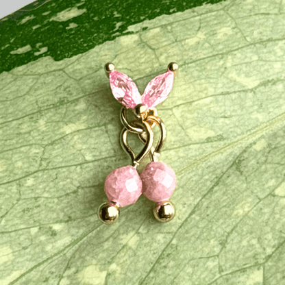 The Guide Crystals Gold | 1 PC Single Rhodochrosite Cherry Charm for Stud Earrings