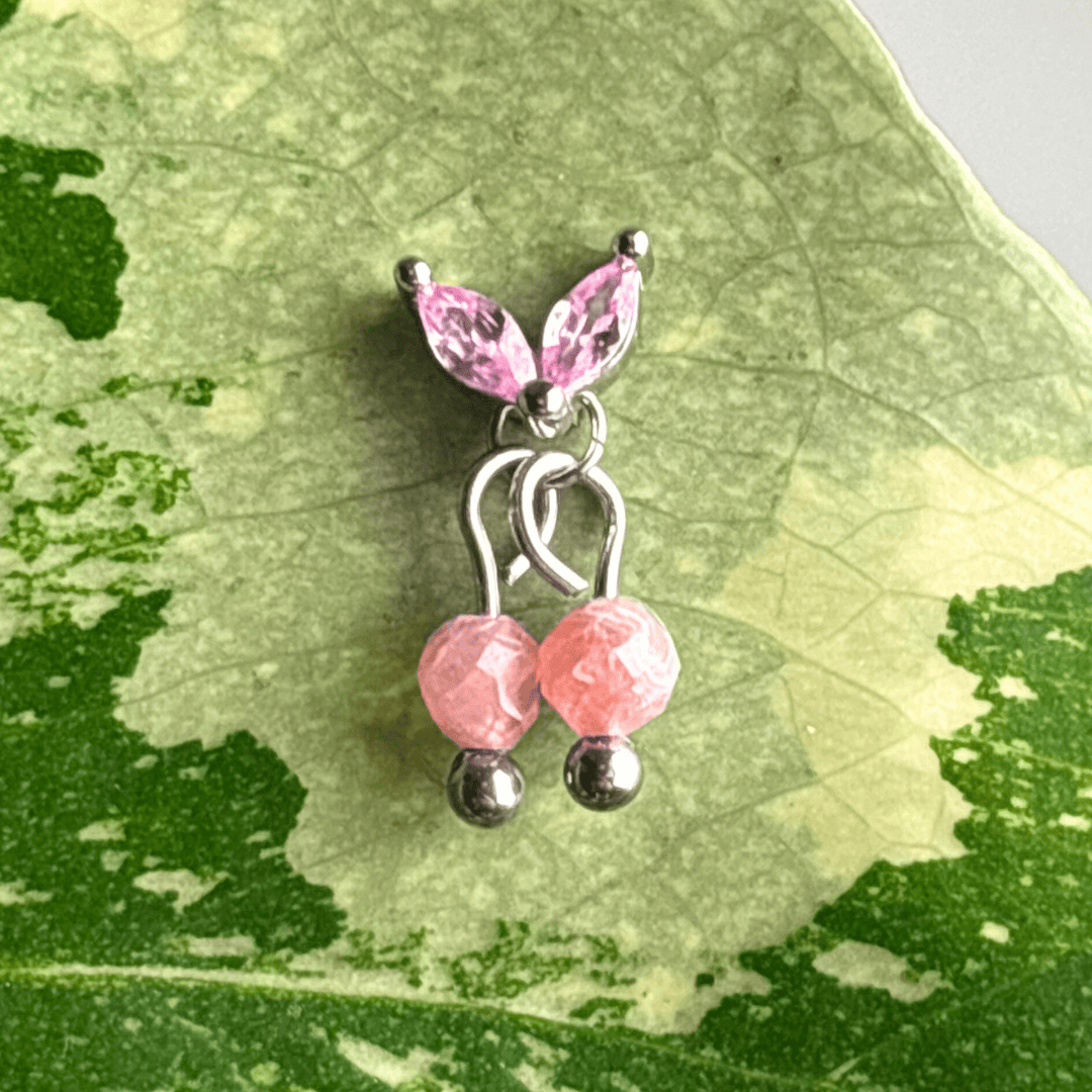 The Guide Crystals Silver | 1 PC Single Rhodochrosite Cherry Charm for Stud Earrings