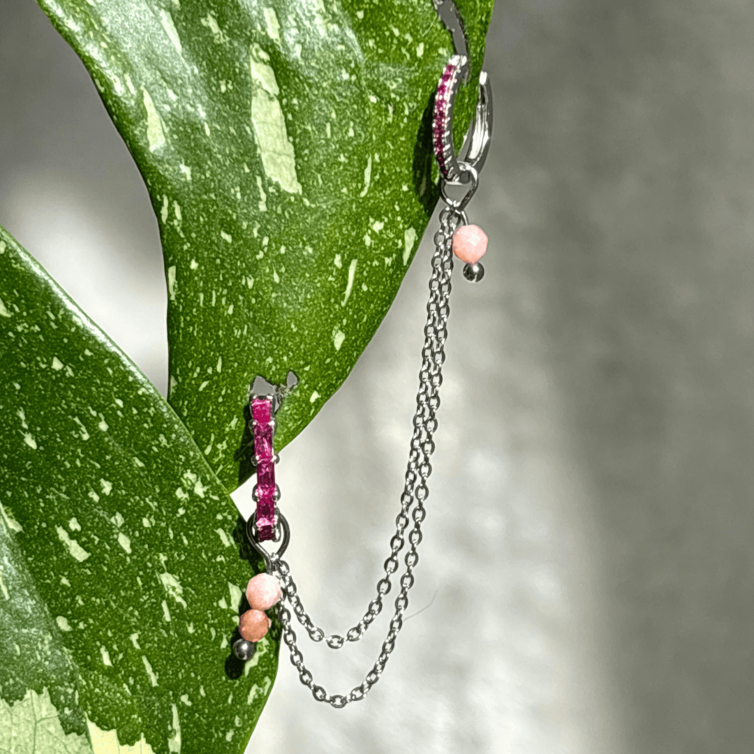 The Guide Crystals Rhodochrosite Cordellia Chain Crystal Earring Charm