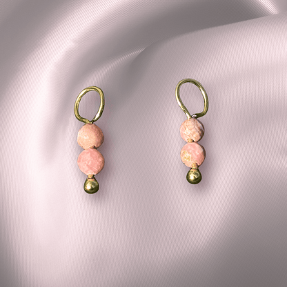 The Guide Crystals Rhodochrosite Double Dew Drop Crystal Earring Charms