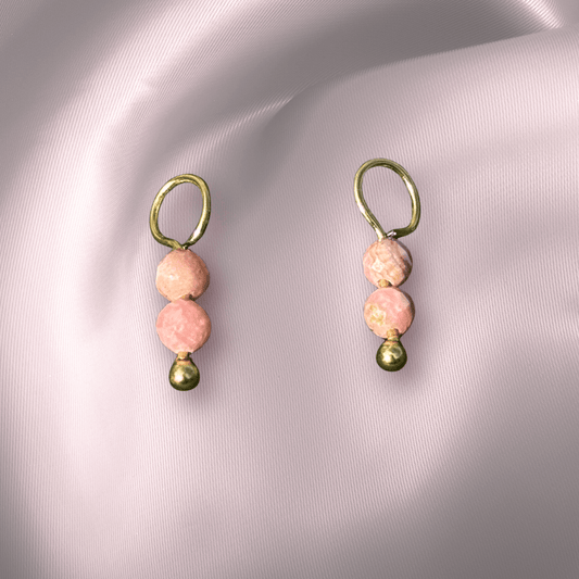 The Guide Crystals Rhodochrosite Double Dew Drop Crystal Earring Charms