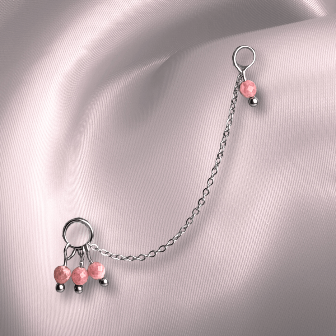 The Guide Crystals Rhodochrosite Grape Chain Earring Charm