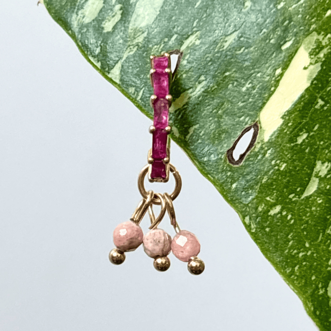 The Guide Crystals Gold | 1 PC Single Rhodochrosite Grape Crystal Earring Charm