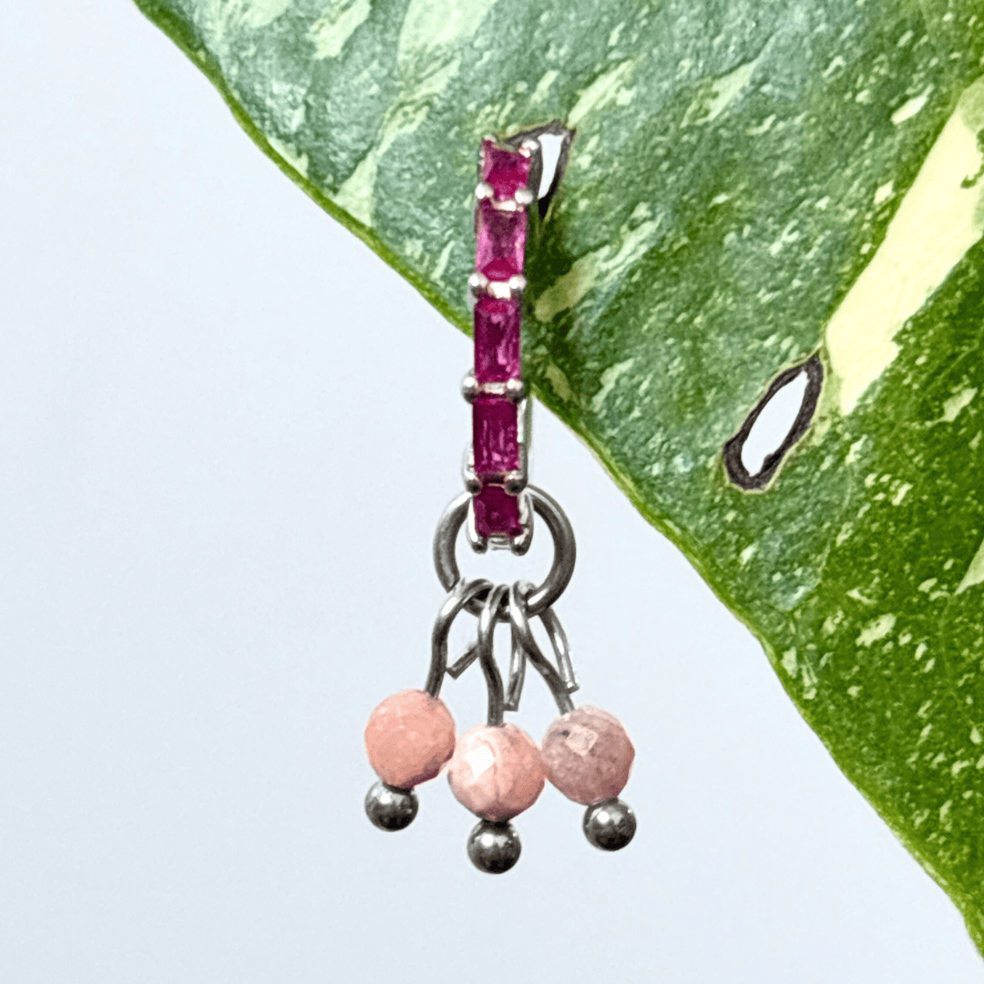 The Guide Crystals Silver | 1 PC Single Rhodochrosite Grape Crystal Earring Charm