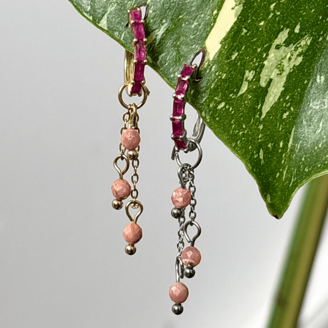The Guide Crystals Rhodochrosite Lily of the Valley Crystal Earring Charm