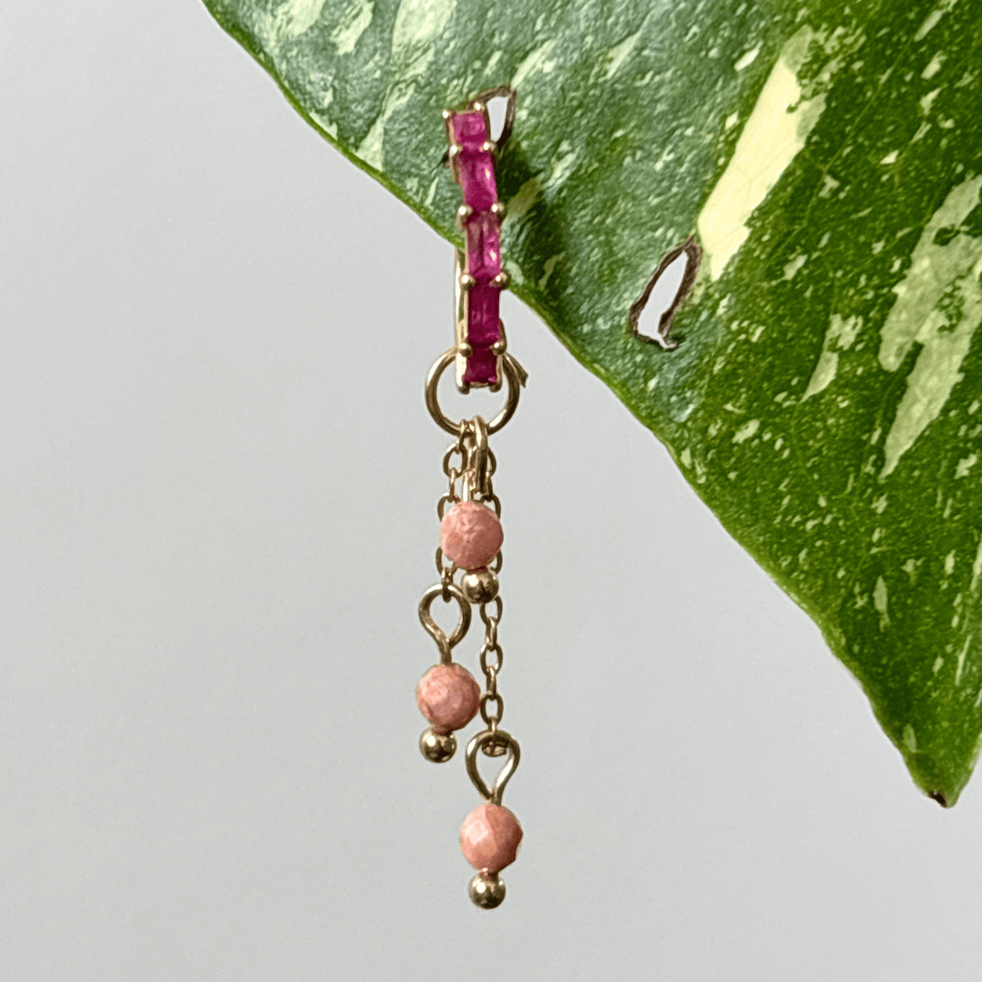The Guide Crystals Gold | 1 PC Single Rhodochrosite Lily of the Valley Crystal Earring Charm