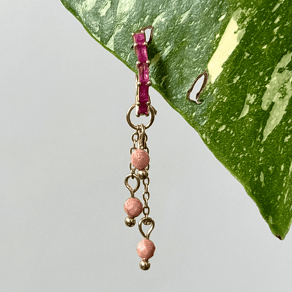 The Guide Crystals Gold | 1 PC Single Rhodochrosite Lily of the Valley Crystal Earring Charm