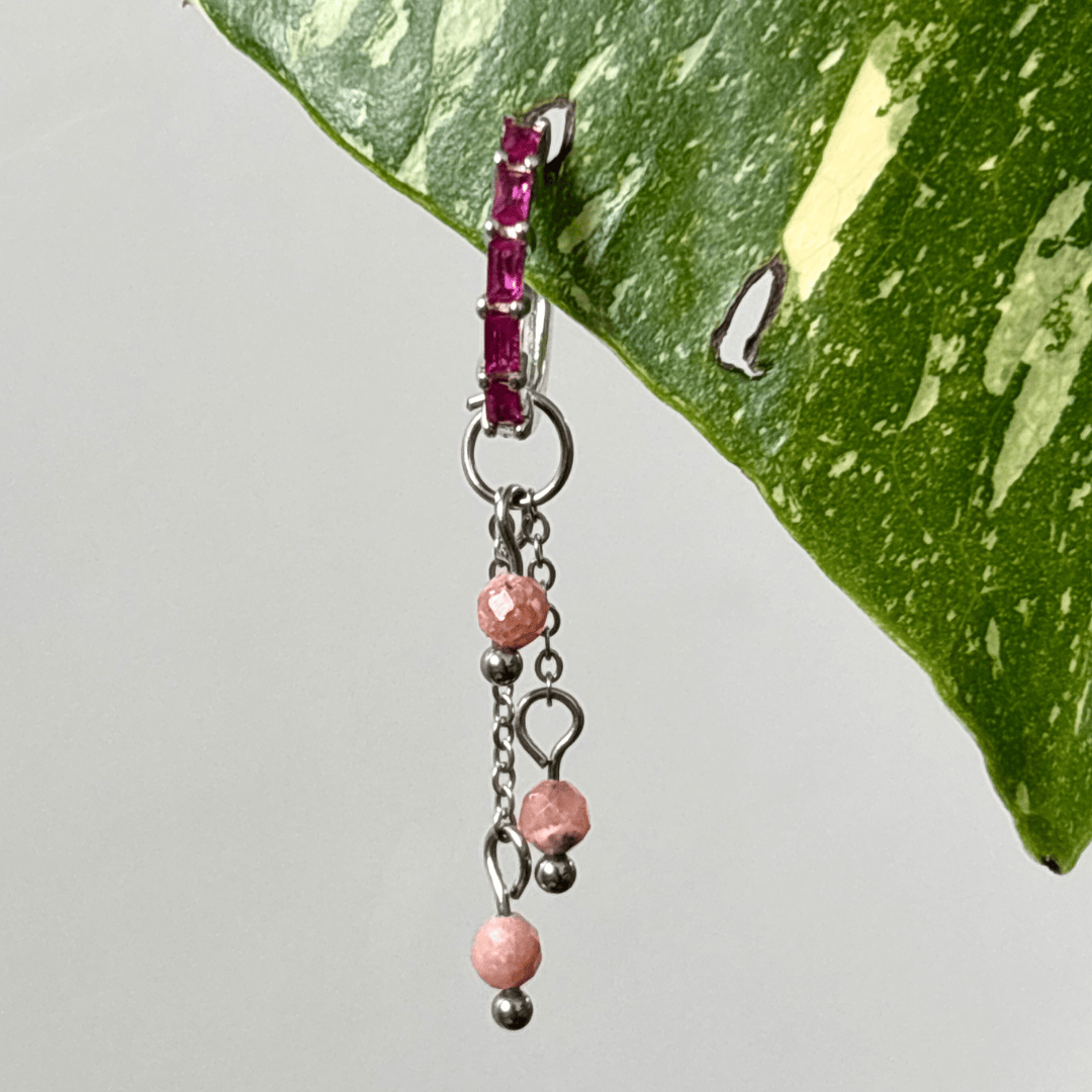 The Guide Crystals Silver | 1 PC Single Rhodochrosite Lily of the Valley Crystal Earring Charm