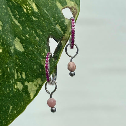 The Guide Crystals Silver Rhodochrosite Single Dew Drop Crystal Earring Charms